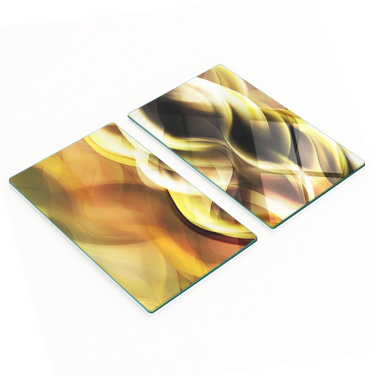 Decoratieve glazen snij- en serveerplanken, goudkleurig, 2x30x52 cm