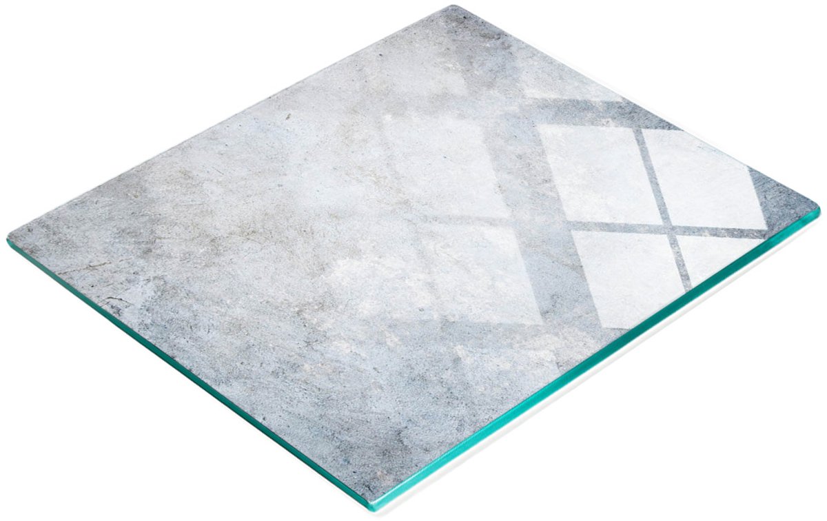 Serveerplank van gehard glas met betonmotief, 60x52 cm