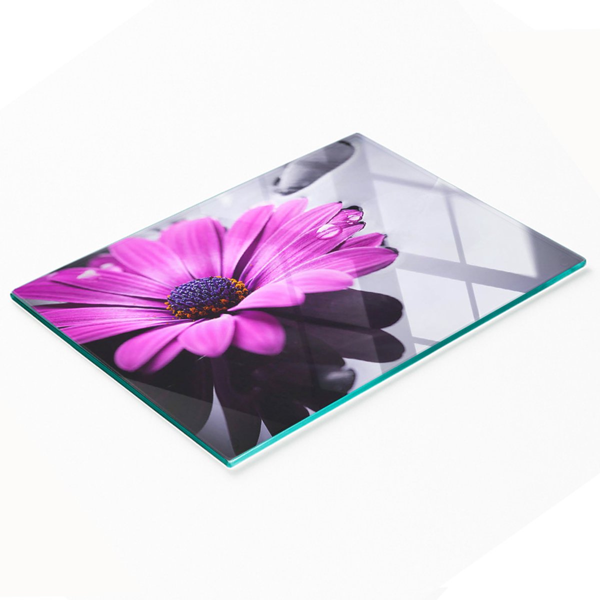 Gerbera decoratieve glazen snij- en serveerplank voor in de keuken, 80x52 cm