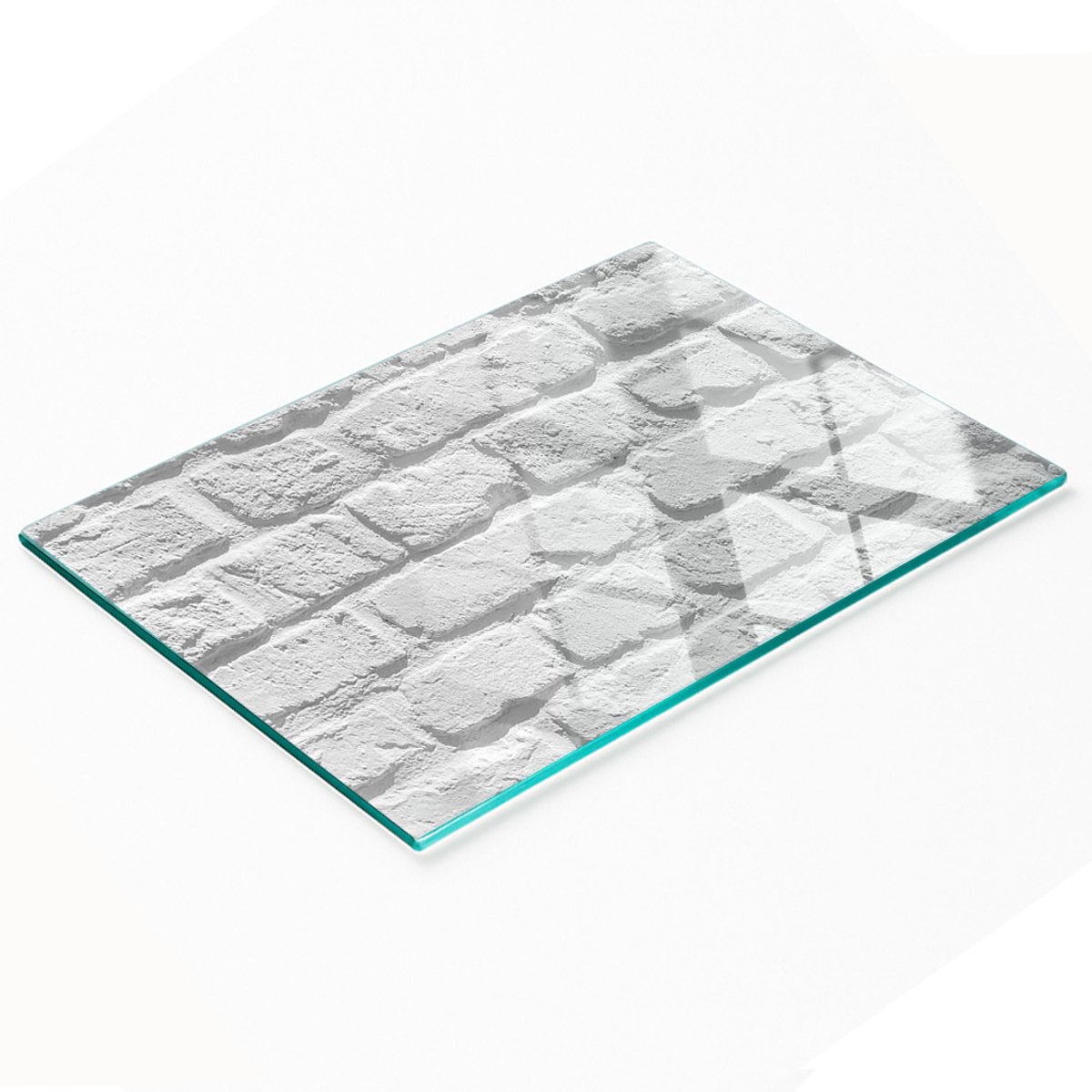 Glazen serveerplank voor in de keuken met baksteenmotief, 80x52 cm