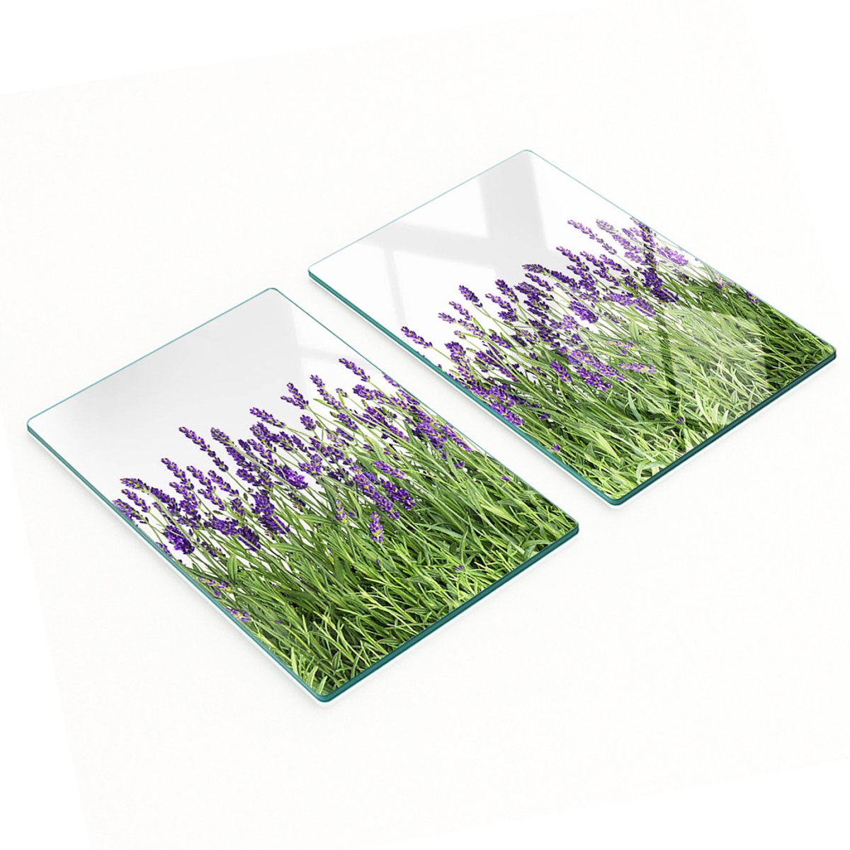 Glazen snijplanken met lavendelbloemenmotief, 2x40x52 cm