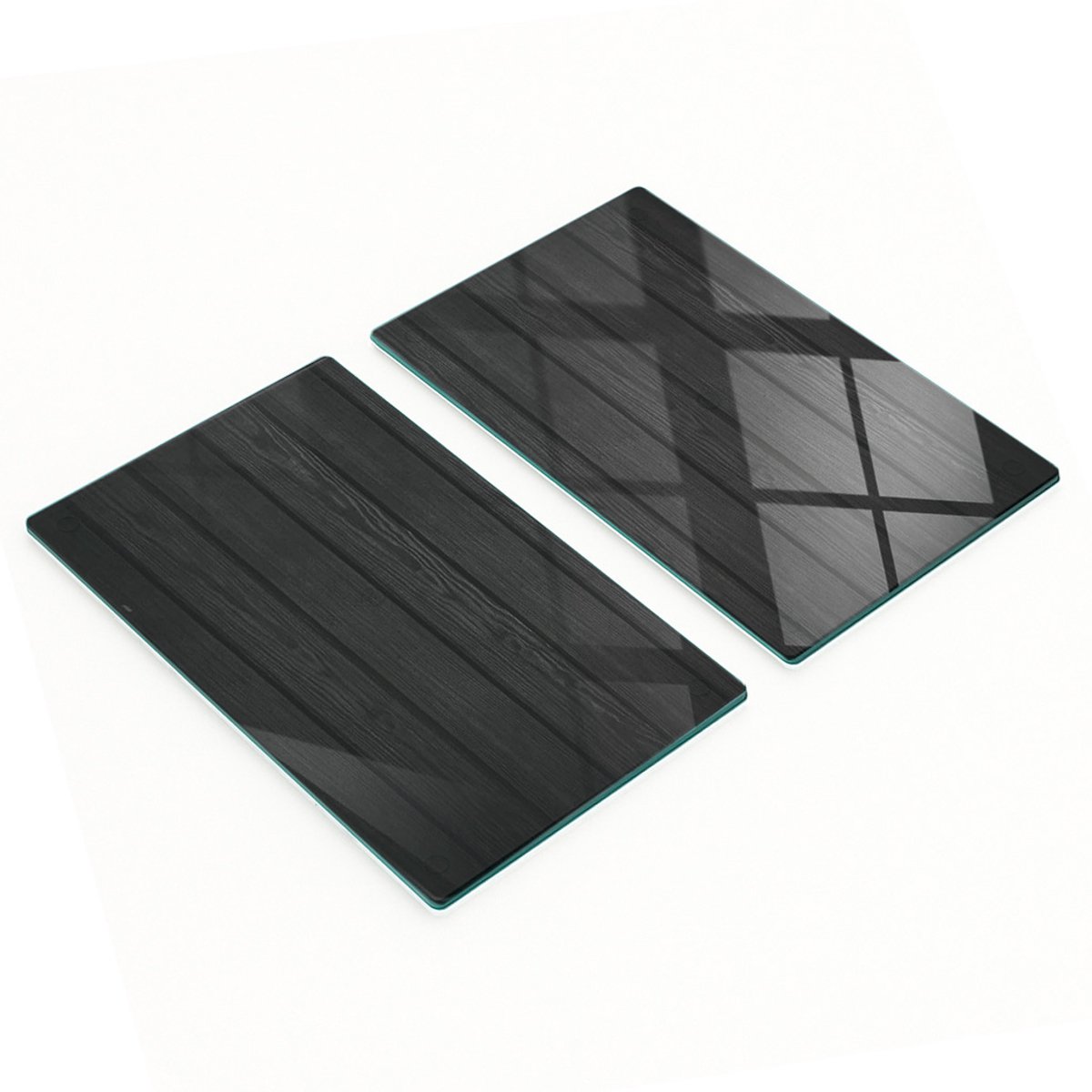Glazen snij- en serveerplanken, houten planken, zwart, 2x30x52 cm