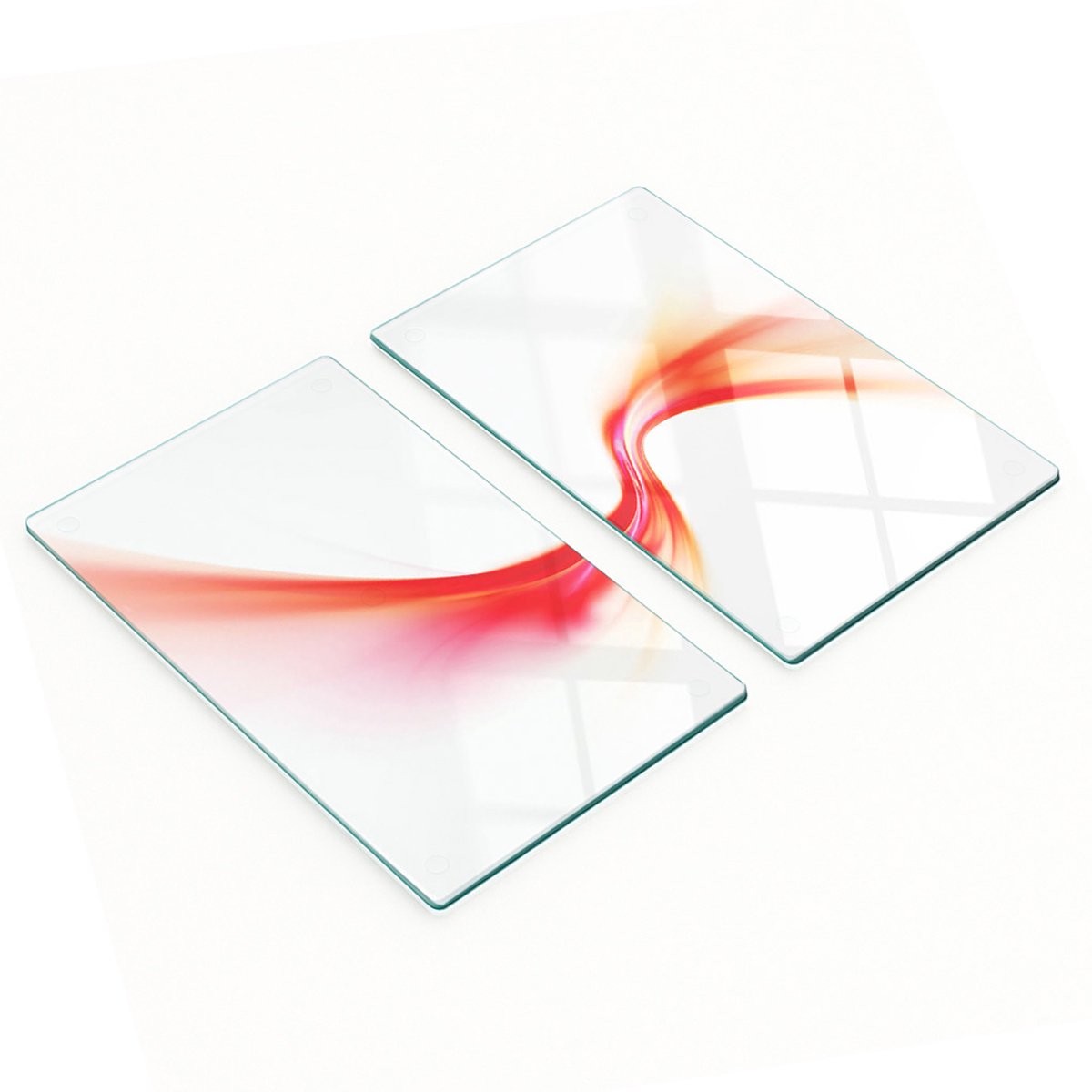 Decoratieve serveerplanken van glas met rode golfprint, 2x30x52 cm