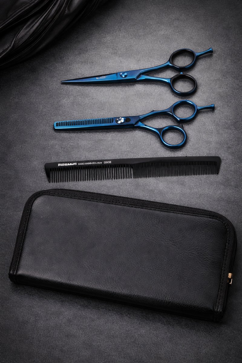 Belux Surgical Instruments – 3-delige Kappersset (Kapperschaar + Uitdunschaar + Haarkam) met Gratis Etui