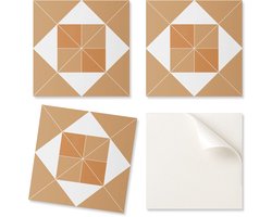 Set vinyltegels met patroon voor de woonkamer, zelfklevend geometrisch ontwerp in verschillende tinten, 4x50x50 cm