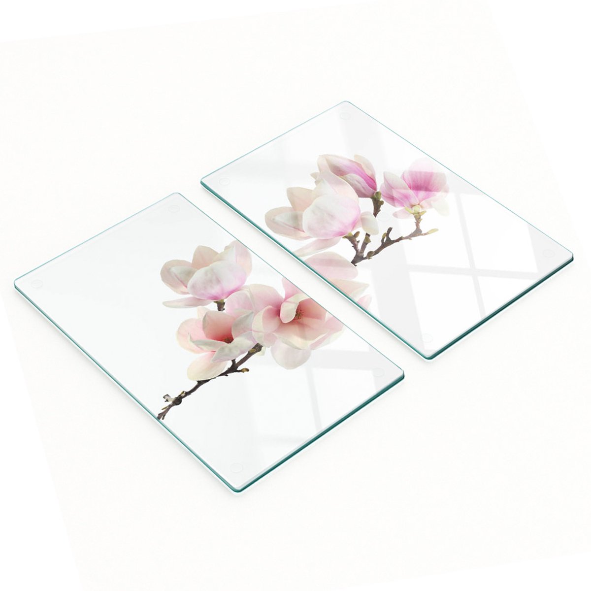 Glazen snijplanken met decoratieve afbeeldingen van magnolia, 2x30x52 cm
