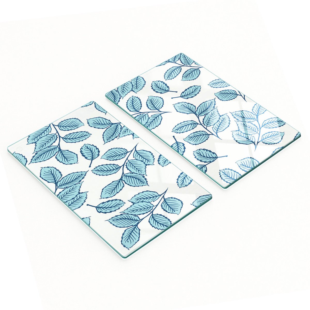 Keukenplanken van gehard glas met afbeeldingen, 2 stuks, bladeren, 2x30x52 cm