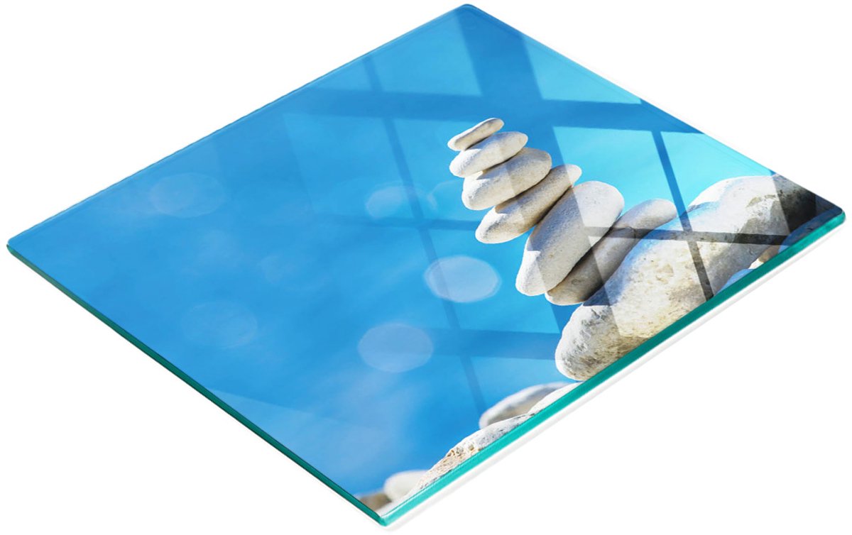 Glazen snijplank met decoratieve steenafbeeldingen 60x52 cm