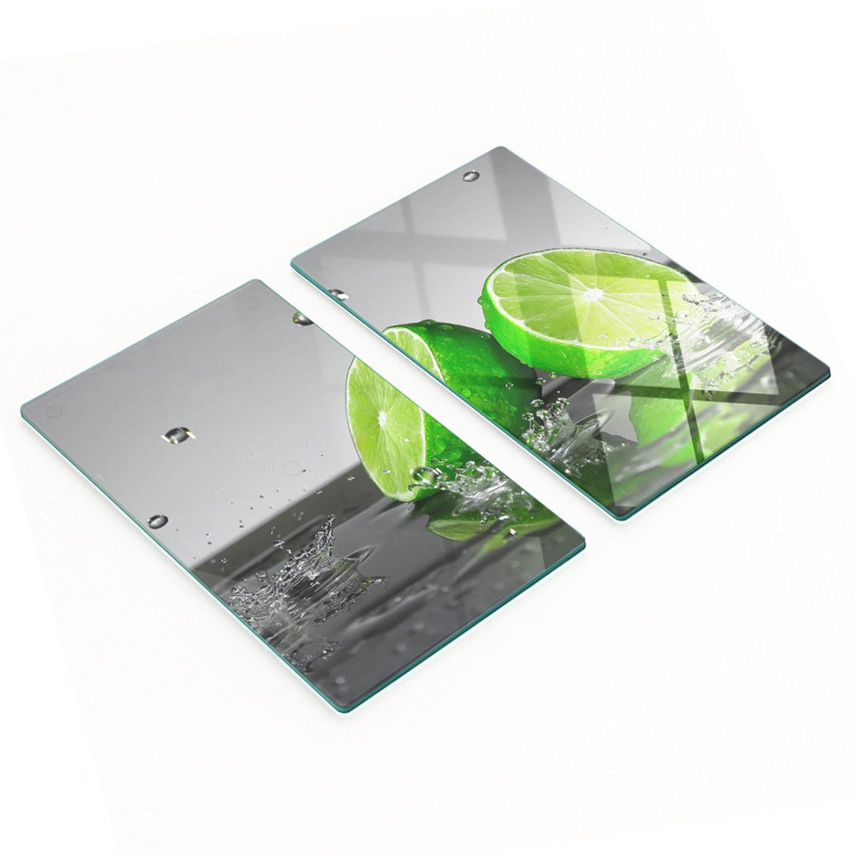 Keukenplanken van gehard glas met kalk- en watermotief, 2x30x52 cm