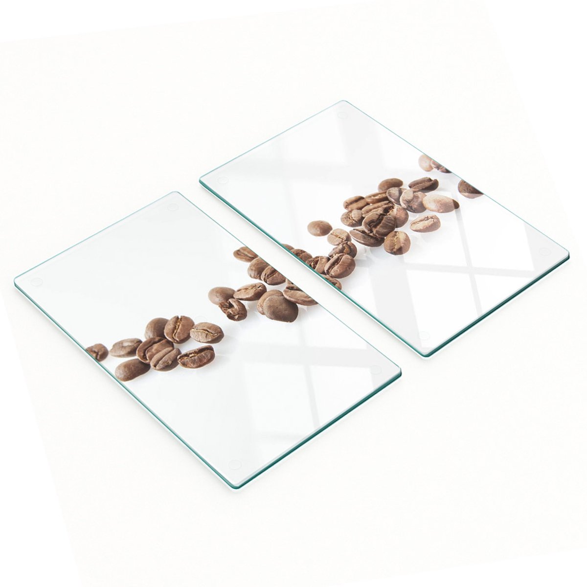 Set van twee decoratieve glazen snijplanken in de vorm van koffiebonen, 2x30x52 cm