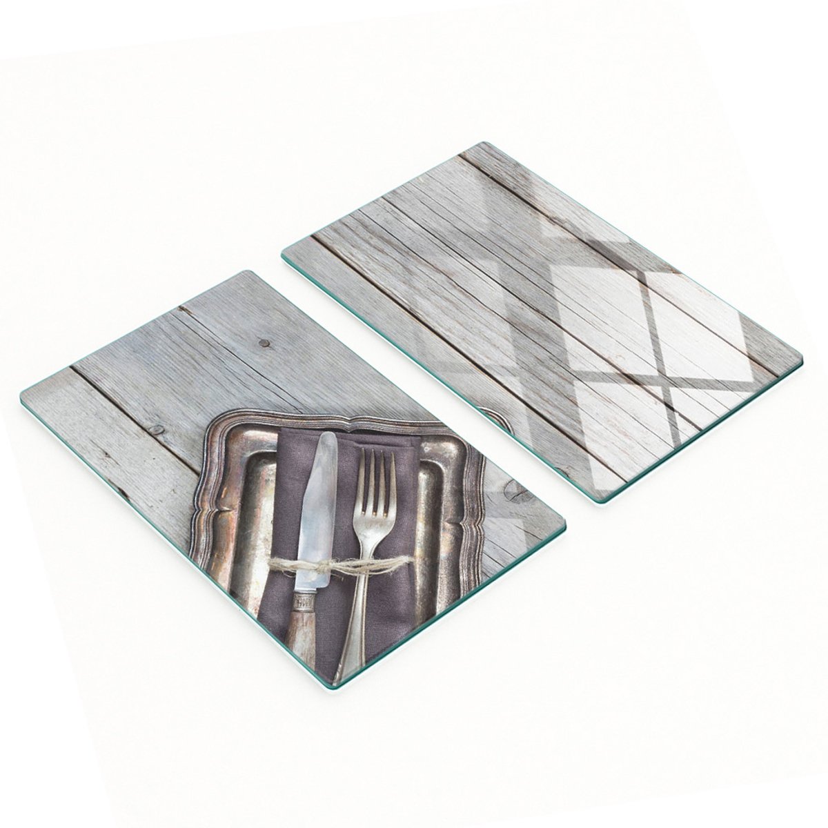 Keukenplanken van gehard glas met afbeeldingen, geschikt voor bestek, 2x30x52 cm