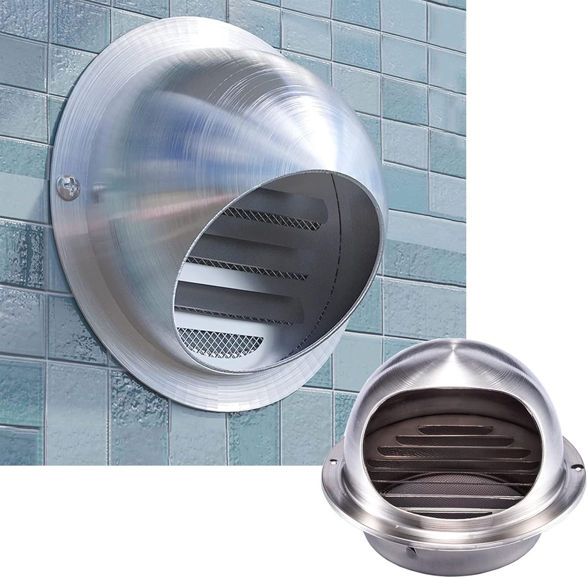 Ronde RVS Ventilatiekap voor Buitenmuur - Uitlaat voor Afzuiging en Kanalen