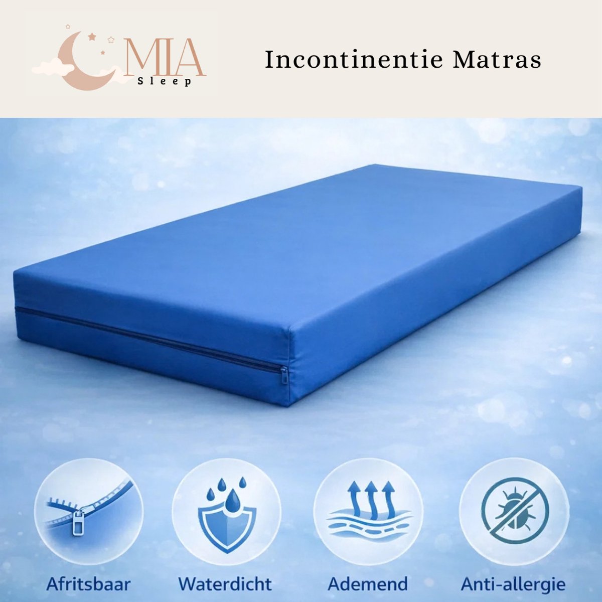 MIA Sleep 160x200 - 14 cm dik - Zorgmatras - Incontinentie - Waterdicht - Gemiddeld - Koudschuim