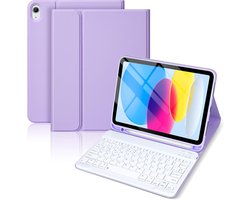 Toetsenbordhoes iPad - Hoes met toetsenbord - Productief werken - Afneembaar Bluetooth toetsenbord - 11 inch - Violet
