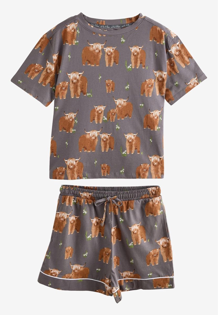 Next - Dames - Set van 100% katoenen shortpyjama - Grijs
