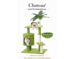 Kattenboom 120 cm met bladeren - kattentoren - krabpaal kat - Luxe Kattenhuis - katten