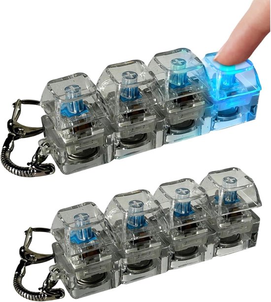 2 pièces - Keyboard Fidget Toy - porte-clés - clavier - Met verlichting - keyboard fidget toy - clic - Porte-clés Anti Stress Jouet - porte-clés adultes - Mini-Clavier - Clic Linéaire - Décoratif - Relaxant - transparent