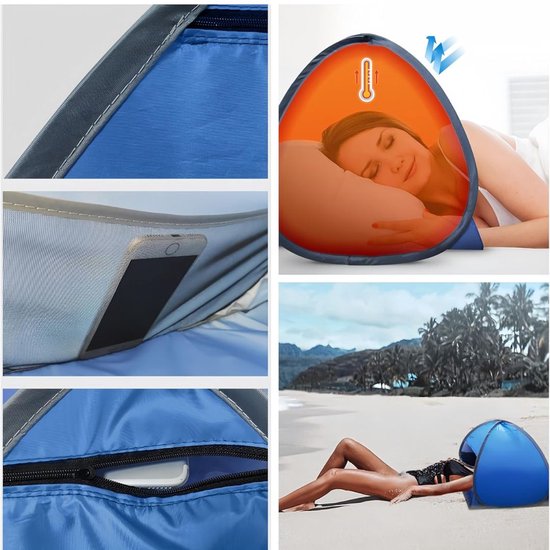 CLVP® Strandtent UV Bescherming - Strandtent Baby Pop Up - Strandtentje Extra Licht - Strandschelp - Strand Tent –Blauw van CLVP® — afbeelding 3