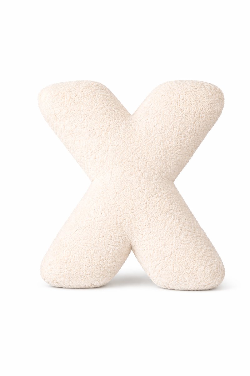 Kraamcadeau Teddy Letterkussen X - Zacht Letter Kussen voor de Babykamer - 40 x 35 cm - Gepersonaliseerd Babycadeau met Naam Letter - Decoratie Kinderkamer