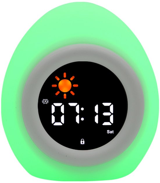 Kinderwekker met Nachtlamp - Slaaptrainer Wekker Kind - Digitale Wekker Kinderkamer - LED Nachtlamp met Kleurenlicht - Oplaadbare Wekker Peuter & Kind - Slaaptrainer met Alarm en Snooze van Merkloos — afbeelding 5