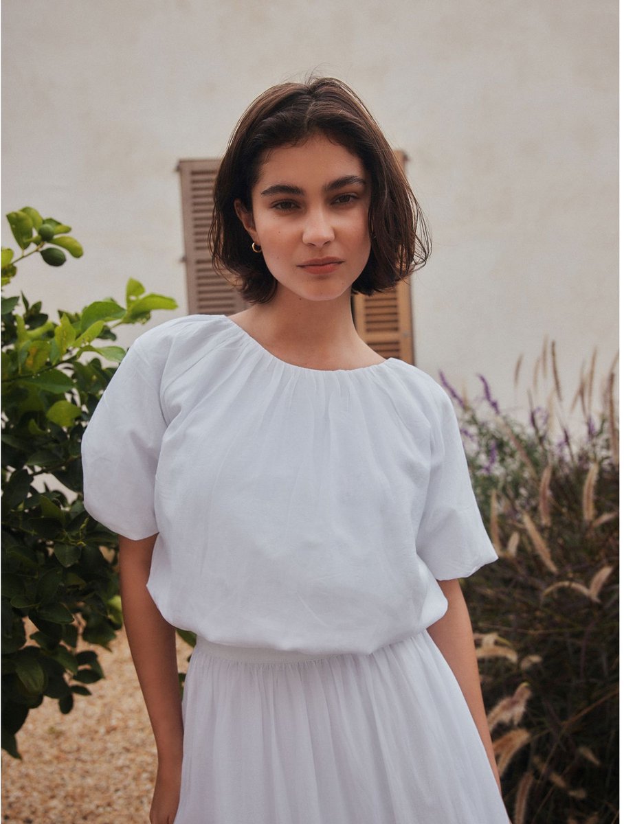 Next - Dames - Blousontop met pofmouwen - Wit