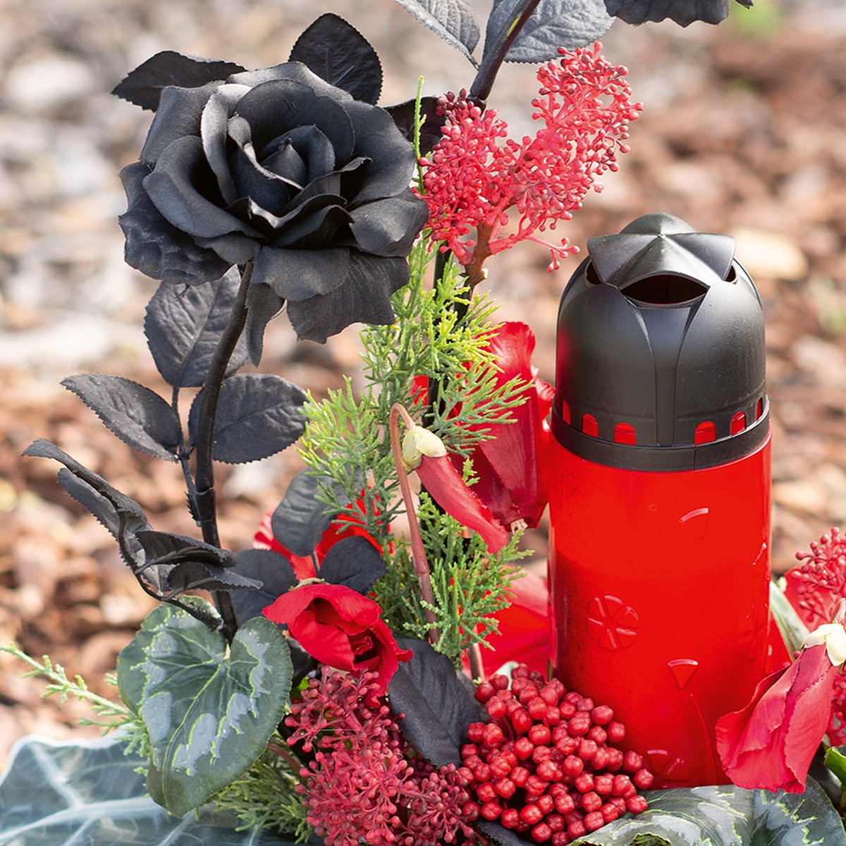 Viana Grafkaars rode plantaardige olie ICP-kaars voor herdenking H24cm rood