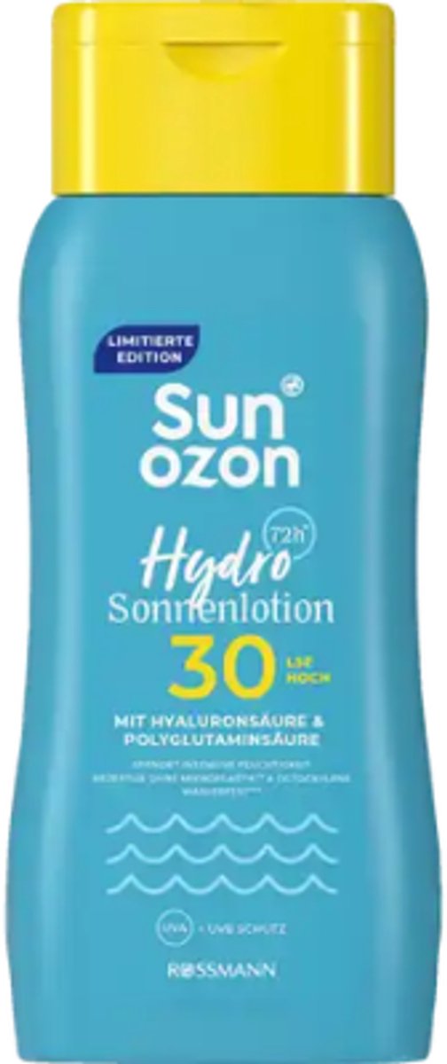 Sunozon Zonnebrand Lotion - Hydro 72h - SPF 30 | 1x 200ml - Met Hyaluronzuur & Polyglutaminezuur | Voor stimulatie natuurlijke bruining - Limited Edition