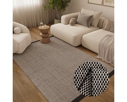 Tapiso Loni Wollen Vloerkleed - Handgemaakt Modern Tapijt - Zwart - Zacht & Onderhoudsvriendelijk - voor Woonkamer, Slaapkamer en Eetkamer 300x400