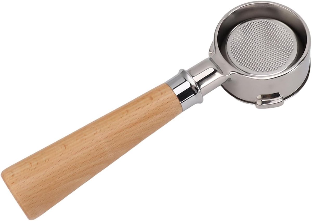 Allecto - 58mm Portafilter - Roestvrij staal - Houten handvat - Koffie-extractie - 58mm Filtermand - Geschikt voor koffiemachines - Zilver