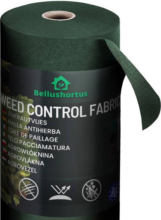 Agrotextile, Toison de jardin / Toison de mauvaises herbes Vert 50g avec protection UV Qualité UE / 45m de long, 1,6m de large