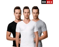 3 Pack DONEX® T-Shirt - V hals - 100% Katoen - Mix - Maat L