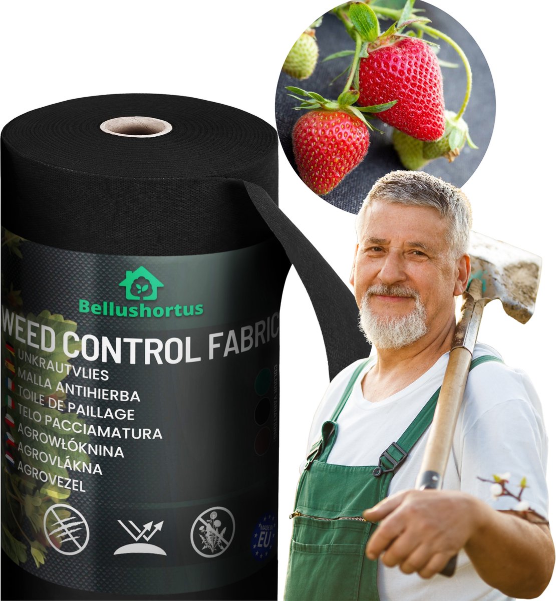 Onkruidvlies Tuinvlies Tegen Onkruid Zwart | MULCH-VLIES ZWART 1,6m 100g z UV / 100m | Scheurvast Onkruidvlies | Hoge UV-Stabilisatie | Niet-geweven Stof Zwart | Tuinvlies tegen onkruid | Onkruidfolie mulchvlies Zwart