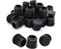 30 Stuks - Ronde Pijp Eindstoppen - Meubelstoppen - Plastic Buis Afsluiters - Zwart - PE - 2.5*2.5*1.55cm - Buis eindkap - Buisdoppen voor tafels en stoelen - Geschikt voor tafels, stoelen en krukken