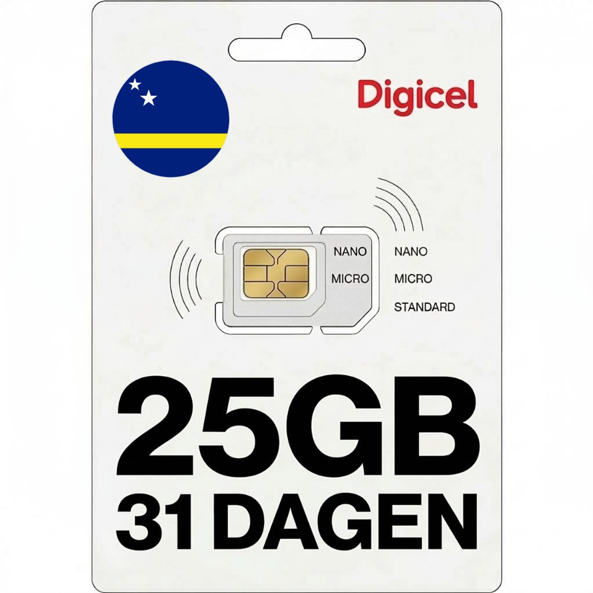 25GB Prepaid Internet SIM-kaart - ABC-Eilanden (Curaçao, Aruba, Bonaire) - 31 dagen