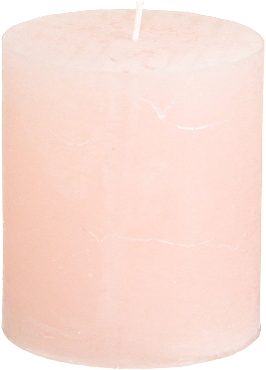 Viana Romantische effen roze pilaarkaarsen, lichtroze, 70×80mm, set van 4