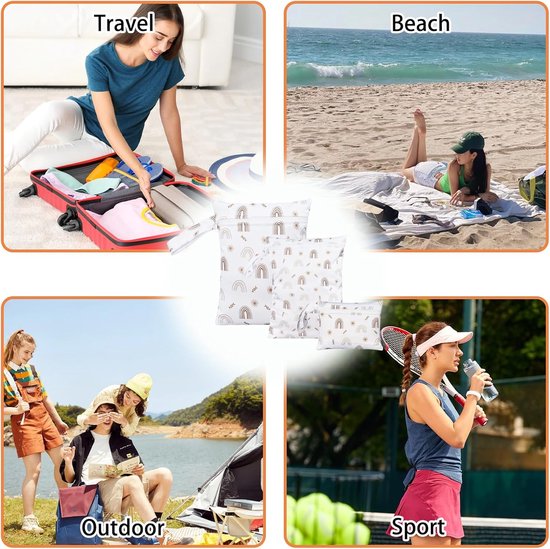 Dailygoods- Wetbag Set - Waterdichte Luiertas - Herbruikbare Natte Tas - 3 Maten - Polyester - Geschikt voor Kamperen/Zwemmen - Opbergzak van Dailygoods — afbeelding 3