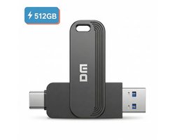 DM Dual USB Stick 512GB - USB-C & USB 3.2 Pen Drive - 150MB/s OTG - Ideaal voor Back-ups en Grote Bestanden