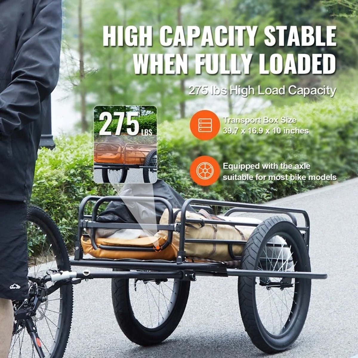 Trendique - Fietskar - Transportkar - Fiets aanhanger - Transportfiets - Bagage - Fietstrailer - Opvouwbaar - Draagvermogen 125 kg – foto 5
