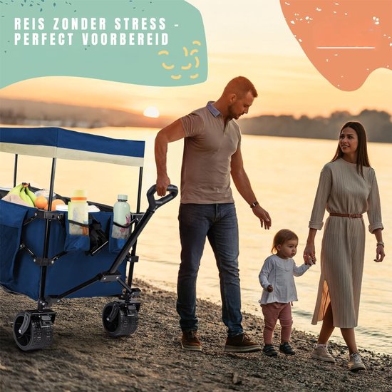 SAVI® Bolderkap Opvouwbaar Luchtbanden - Bolderkar - Bolderkar Opvouwbaar - 150 kg - Blauw- 90cm x 50cm x 100cm — afbeelding 2