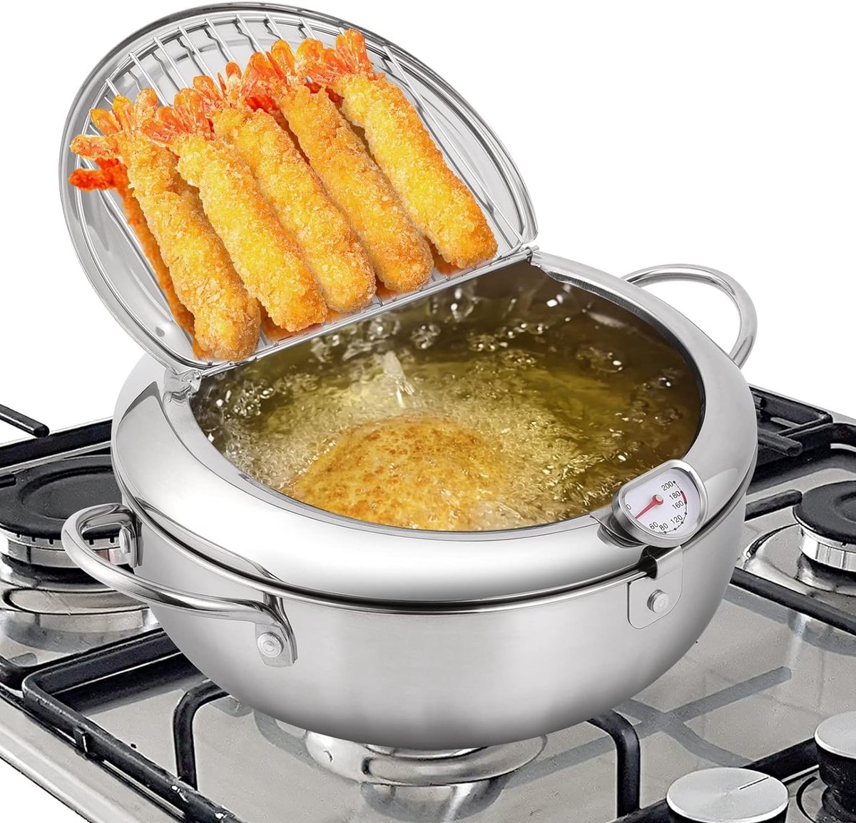 Tempurafriteuse - Friteuse - Keukengerei – Geschikt om te frituren – 20 cm – Roestvrij staal – Zilver