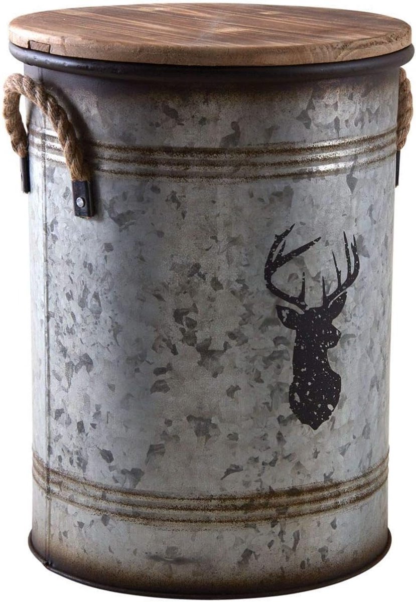 Pellemmer met deksel - Stofopvangbak - Pellets bewaren - Ronde vorm - 35x45 cm - Grijs