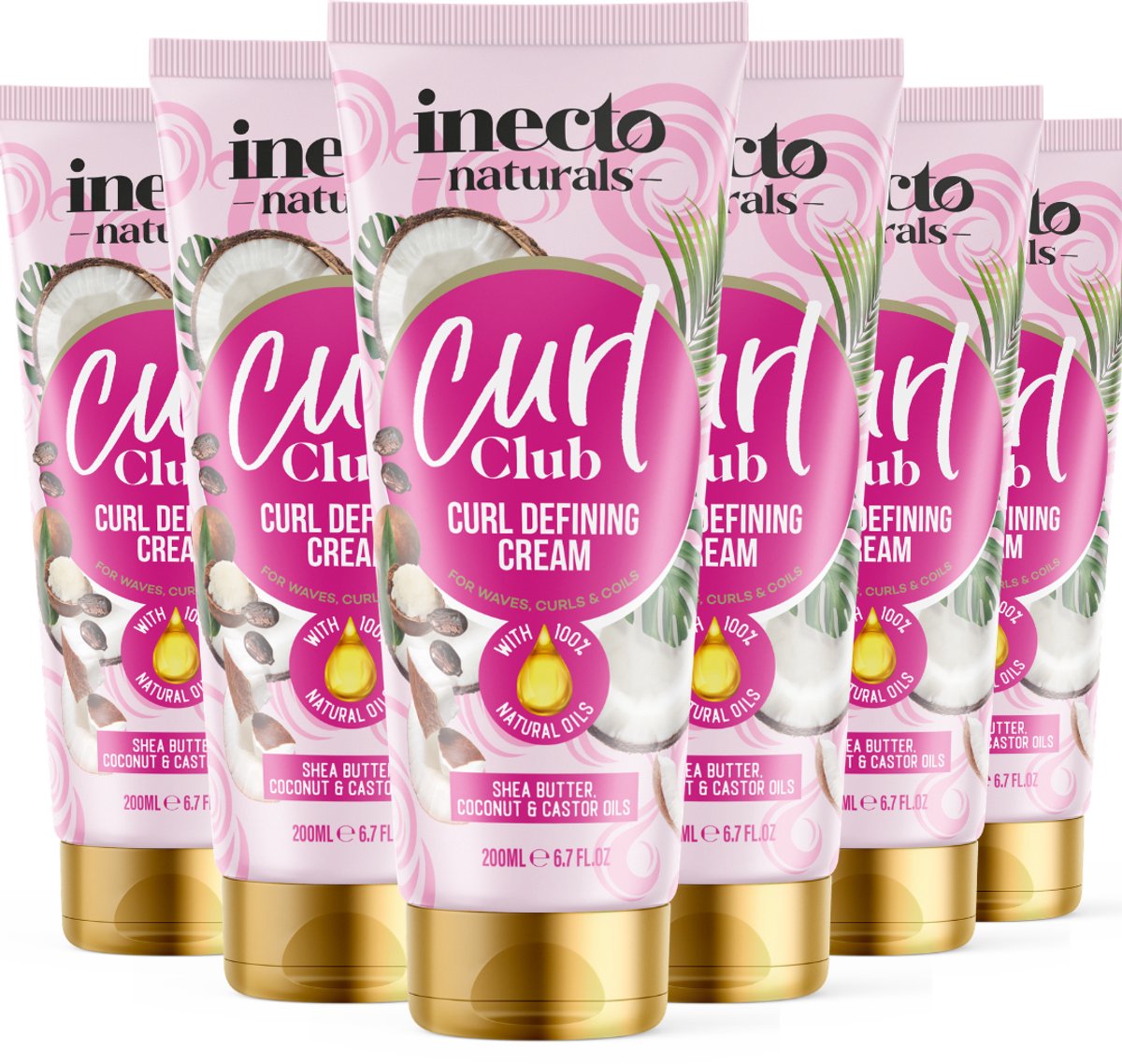 Inecto Curl Club Curl Defining Cream - 6x 200ml - Voordeelverpakking