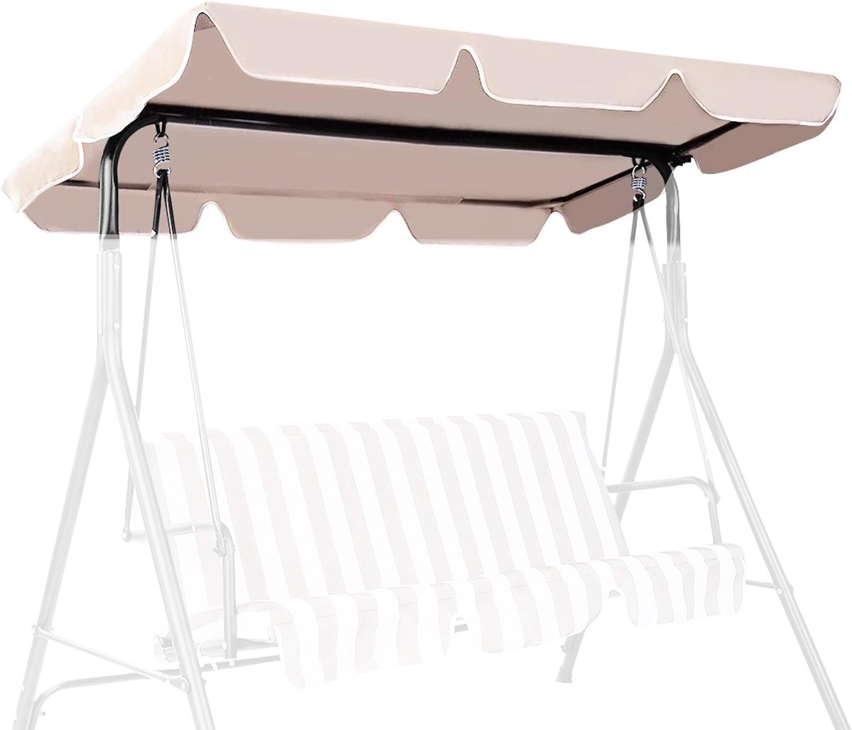 KOMFOTTEU 190x132cm Universeel zonnedak, vervangingsdak voor hollywoodschommel, tuinschommel waterafstotend & UV-bescherming, dakzeil & vervangingshoes voor schommel