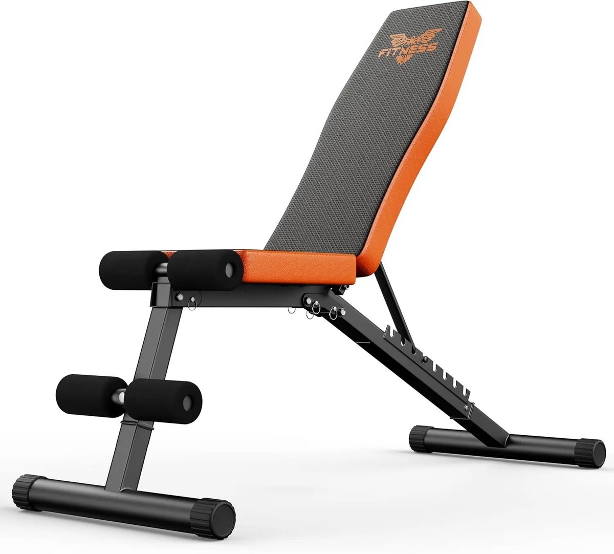 Archi halterbank - Fitnessbank - Opvouwbaar – Verstelbare trainingsbank – Hellingbank – Max. 300 kg – Met trekkoord – Zwart/Oranje