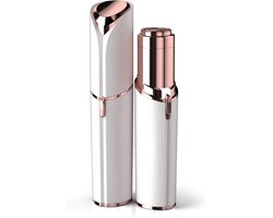 Luxe Gezichtsontharing voor Vrouwen - Pijnloze ontharing - Pijnloze Elektrische Gezichtstrimmer - Lipstick Design - Ontharder voor Bovenlip, Kin & Wangen - Wit/Roségoud