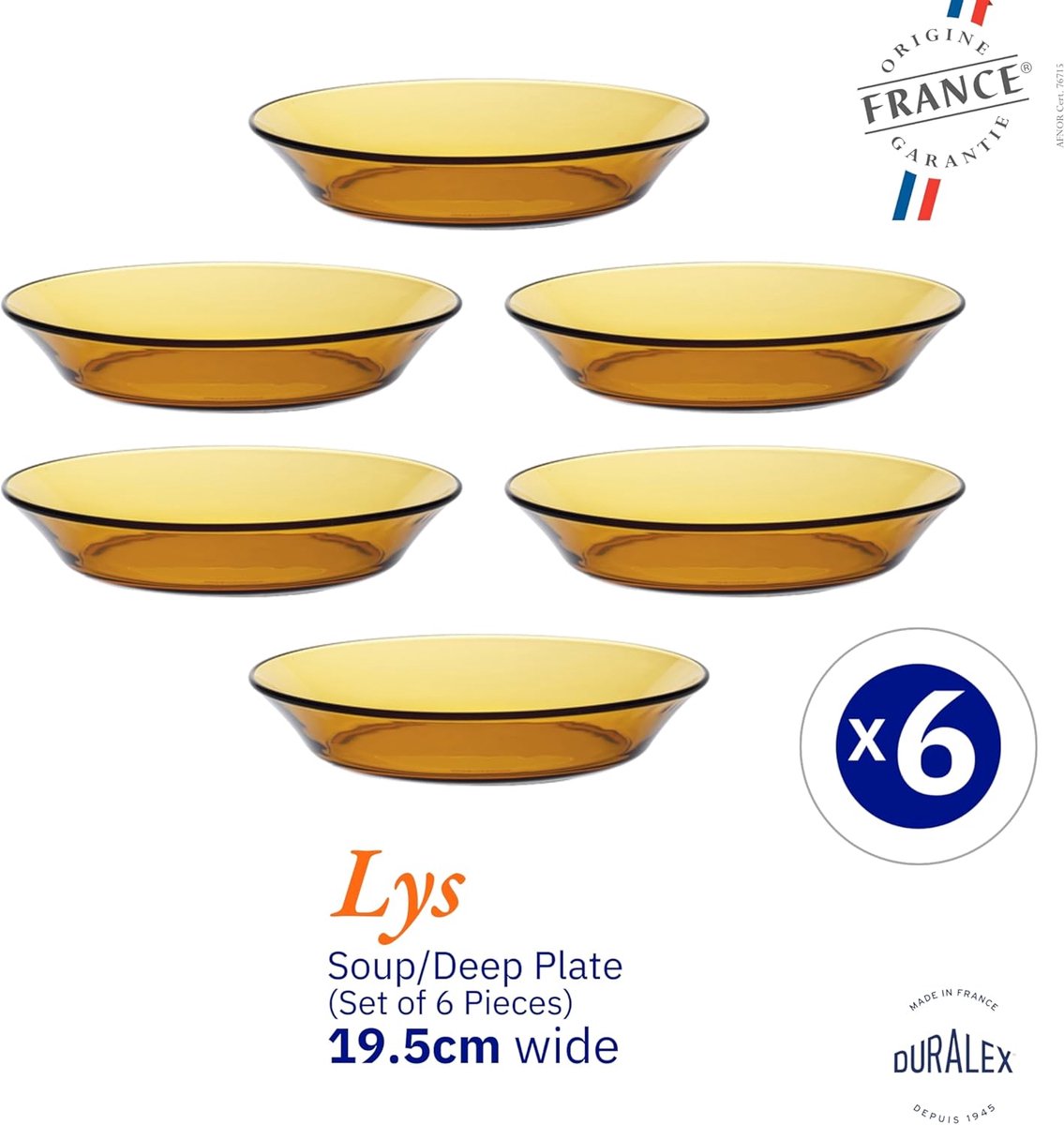 Diep bord Duralex Lys Ø 19,5 x 3 cm (1 ud)