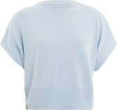 Knit Factory Casy Dames Gebreide Top - Zomertop met Korte Mouw - Trui met korte mouw gemaakt van 50% Katoen & 50% Acryl - Luchtig en ademend - Serein Blue - 40/42