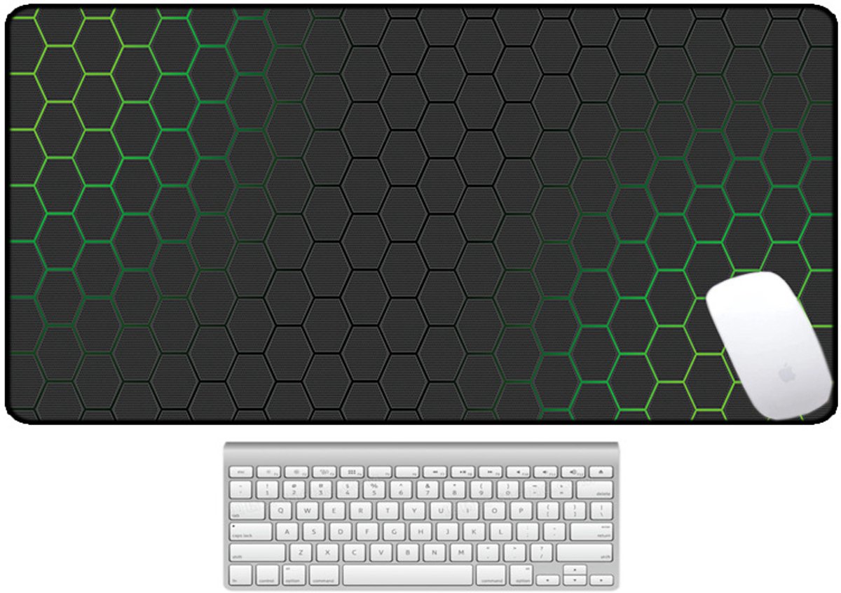 EtuiTab - Leren Muismat - Zwart-Groen - 80x40 cm - Waterbestendig