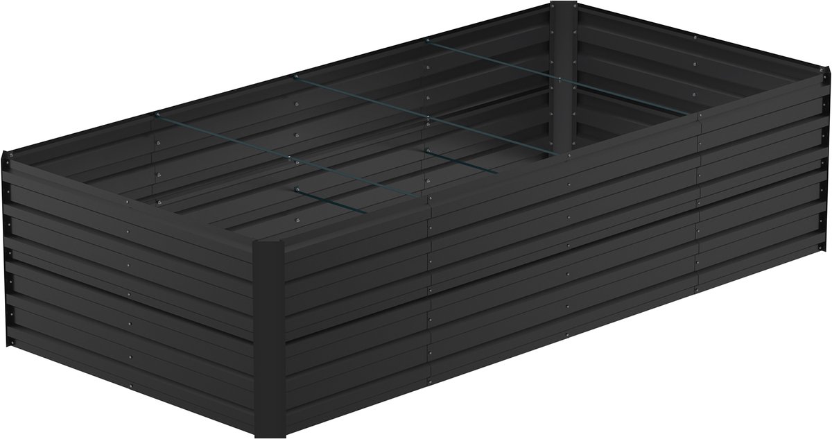 ACXIN Verhoogde Moestuinbak Metaal - Gegalvaniseerd Staal Roestvrij - 1730L 240x120x58cm Zwart