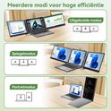 Demonstratie van de uitgebreide, spiegel- en portretmodi van de Blackview DCM8 Pro met drie laptops.